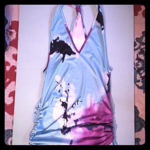 Teal & purple the-dyed racerback summer dress